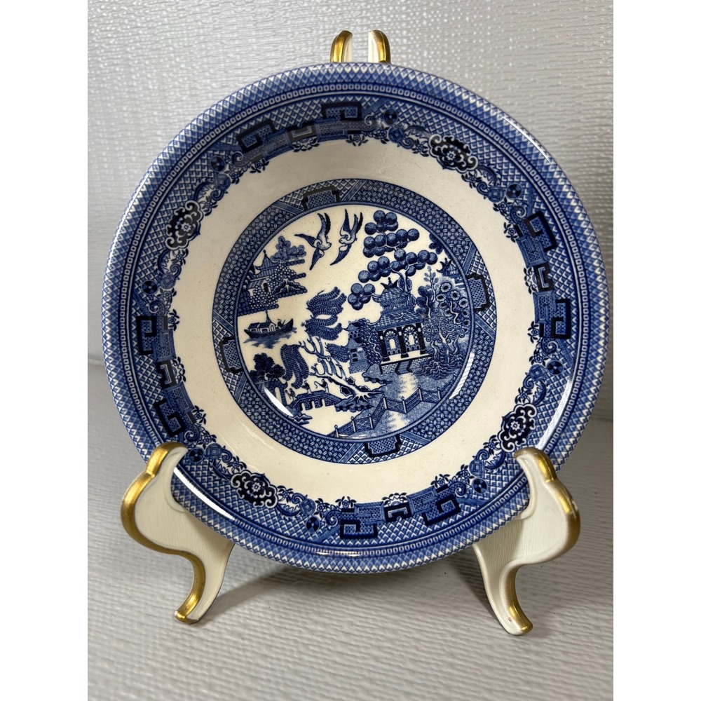 Legend British Heritage Blue Willow Earthenware Bowl 6.25" Blue White Set of 4